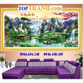Tranh thêu kín non nước hữu tình